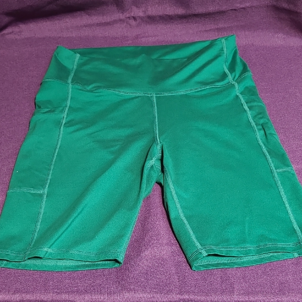 Fabletics Roughrider Green Bike Shorts